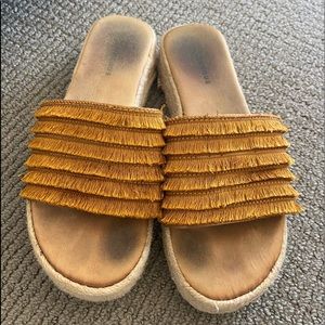 ORANGE PLATFORM SLIDES ASOS